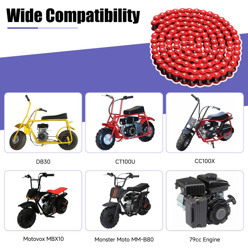 CILOYU سلسلة CILOYU باللون الأحمر 35 متوافقة مع الدراجة الصغيرة كولمان CT100U CC100X Baja DB30 Motovox MBX10 MBX11 Predator 79cc 97cc 100cc Mega Moto MM-B80 105cc Powersports Parts 140 Link 35 Chain Breaker - Image 3